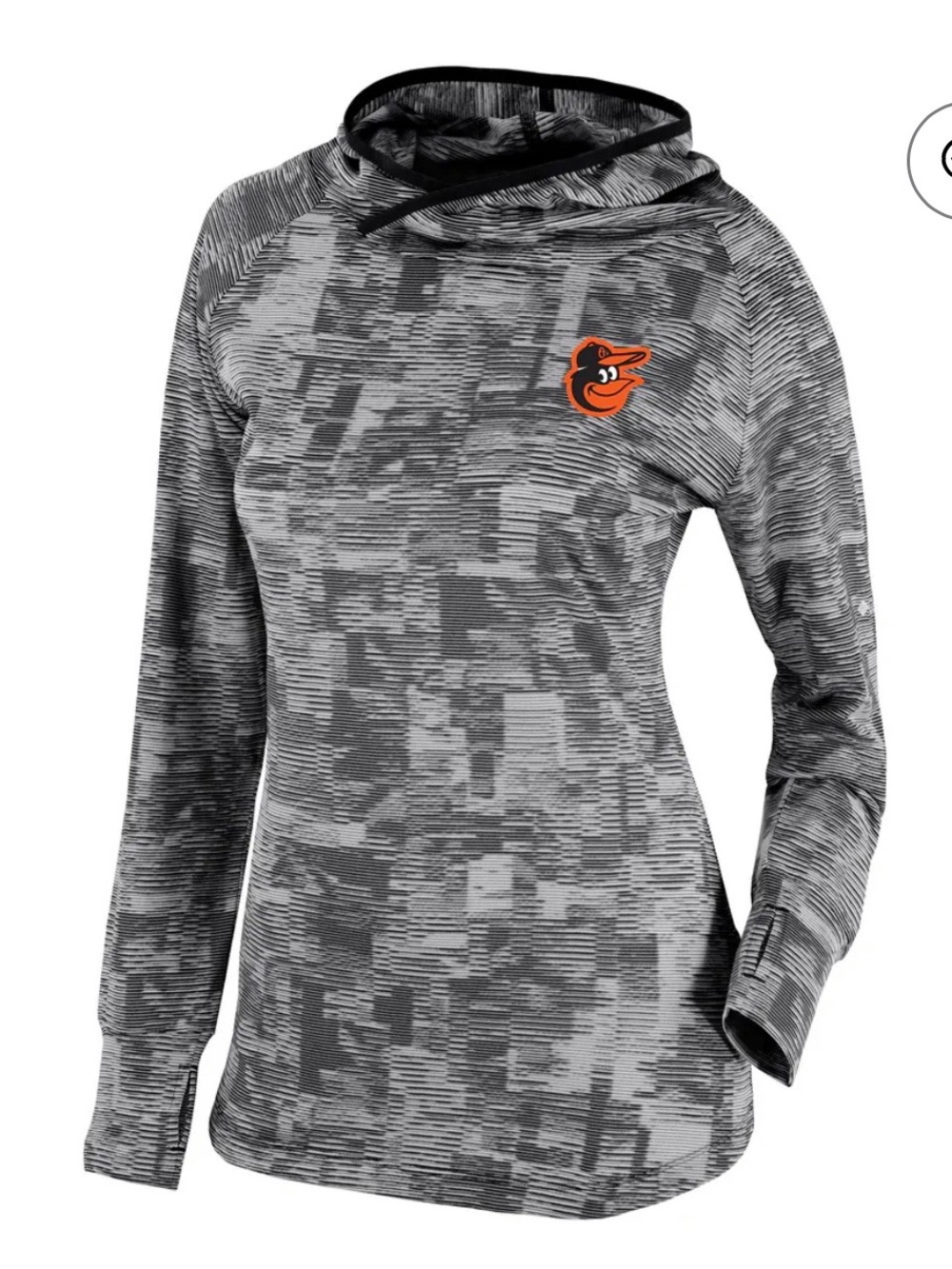 Columbia Women's Gray Digital Camo Hoodie with Orange Orioles Logo